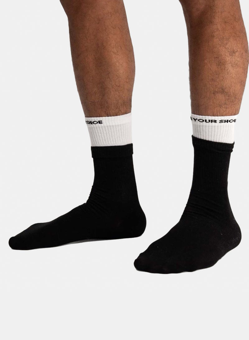 White Black Double Layered Neck Socks